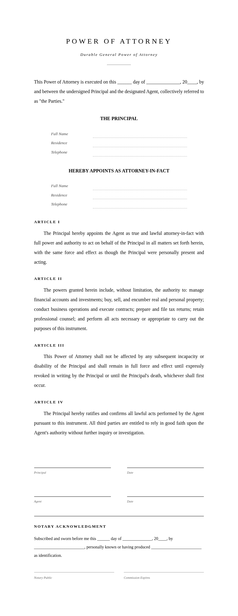 Dissertation Style Power of Attorney